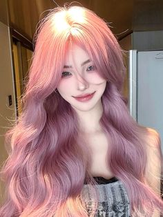 Transform your look with our pink 65cm long wavy synthetic wig. This stunning wig features soft, luscious waves that cascade down to 65cm, creating a dreamy, ethereal appearance. The vibrant pink color adds a playful, kawaii touch to any outfit, perfect for cosplay, lolita fashion, or simply making a bold statement. Made from high-quality synthetic fibers, this wig is designed to mimic the natural texture and shine of real hair while being easy to style and maintain. Whether you're attending a t Pink Hair Cosplay, Pink Wavy Hair, Pastel Hair Colors, Long Pink Hair, Light Pink Hair, Double Ponytail, Pink Milk, Natural Wavy Hair, Fake Hair