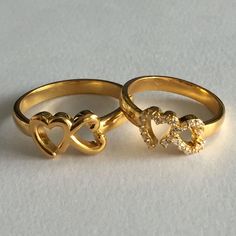 Gold Stacking Rings Wedding, Rings Heart, Heart Couple, Diamond Ring Cuts, Heart Wedding Rings, Heart Engagement, Anniversary Ring Set, Kerala Wedding