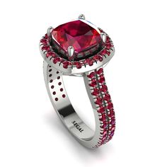 DoubleShankcusion1_Main_1_White Gold3_Ruby_Ruby.jpg Engagement Rings Beautiful, Double Shank Engagement Ring, Rings Beautiful, Shank Engagement Ring, Elegant Engagement Rings, Ruby Engagement Ring, Dream Engagement Rings, Beautiful Engagement Rings, Natural Blue Sapphire