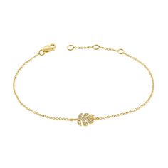 Elevate your elegance with our Diamond Florals Chain Bracelet, exquisitely crafted in lustrous 14K gold. This delicate bracelet features charming floral motifs adorned with a total of 0.06 carat diamonds. Each diamond is meticulously set to maximize its brilliance, adding a subtle yet enchanting sparkle to the intricate floral design. The slender chain design ensures a comfortable and secure fit, perfect for both everyday wear and special occasions. The warm glow of 14K gold beautifully compleme Elegant Yellow Gold Chain Bracelet With Diamond Accents, Yellow Gold Cubic Zirconia Bracelet With Adjustable Chain, Yellow Gold Bracelet With Adjustable Chain And Cubic Zirconia, Elegant Diamond Bracelet With Delicate Chain, Elegant 14k Gold Diamond Bracelet With Delicate Chain, Delicate Yellow Gold Bracelet For Formal Occasions, Elegant Diamond Chain Bracelet With Delicate Chain, Delicate Gold Diamond Cut Bracelets, Luxury 14k Gold Diamond Bracelet With Delicate Chain