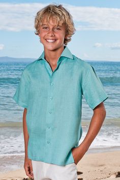 Boy's Linen Amalfi shirt (SS) Classic Collared Short Sleeve Shirt For Beach, Solid Short Sleeve Camp Shirt For Summer, Fitted Short Sleeve Shirt For Vacation, Classic Short Sleeve Shirt With Button Closure For Vacation, Summer Short Sleeve Camp Shirt With Placket, Summer Shirt With Placket And Spread Collar, Summer Shirt With Spread Collar And Placket, Classic Short Sleeve Shirt For Summer Vacation, Classic Short Sleeve Shirt For Beach