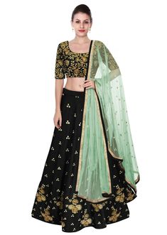 Deep Green Color Lehenga Choli with Light Green Dupatta – Panache Haute Couture Green Chanderi Lehenga With Cutdana, Green Organza Lehenga With Cutdana, Green Organza Lehenga With Cutdana Detail, Pista Green Organza Choli With Cutdana, Eid Pista Green Choli With Cutdana, Pista Green Cutdana Lehenga For Navratri, Pista Green Cutdana Choli For Navratri, Navratri Pista Green Cutdana Choli, Designer Green Tissue Silk Choli