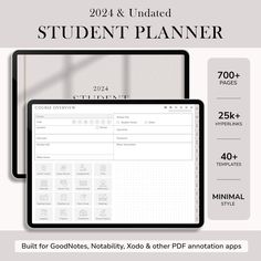 2024 Student Planner, Student Digital Planner, College Student Planner, Academic Planner, Goodnot... goodnotesplannerfree #digitalplannerideas #landscapedigitalplannerdigitalplannergoodnotestemplate😀 Planner College Student, Planner For School, Student Daily Planner, Free Planner Inserts, Digital Student Planner, Planners For College Students, Essay Planner, Student Portal, Custom Ipad