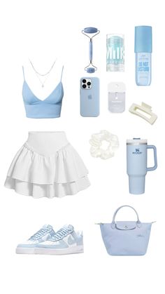 Preppy Outfits On People, Cute Summer Clothes Aesthetic, Cute Preppy Summer Outfits, Cute Outfits Summer Aesthetic, Outfits Shuffle, Blue Aesthetic Outfit, Outfit Shuffles