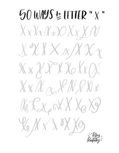 an iphone screen with the text 50 ways to write x on it, and several other letters