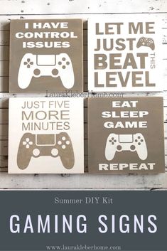 three canvass with game controllers on them and the text, summer diy kit