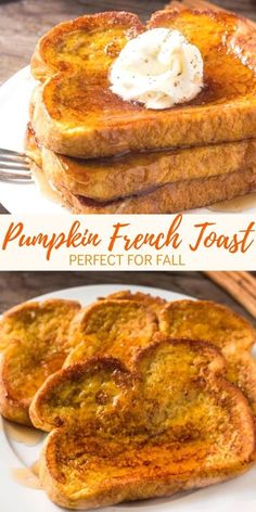 pumpkin french toast with whipped cream on top