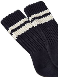 Winter Sporty Socks With Ribbed Cuffs, Sporty Winter Socks With Ribbed Cuffs, Casual Striped Sports Socks, Casual Ribbed Knee-high Socks, Striped Cotton Socks For Winter, Slouch Socks, Crew Sock, Striped Socks, Brand Sale