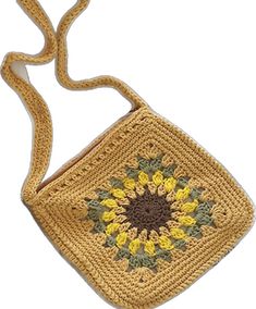 Yellow Square Crochet Bag For Vacation, Trendy Yellow Handmade Crochet Bag, Trendy Handmade Yellow Crochet Bag, Yellow Square Crochet Bag For Summer, Handmade Yellow Crochet Bag For Gift, Vintage Handmade Crochet Bag For Summer, Retro Handmade Crochet Bag For Summer, Handmade Retro Crochet Bag For Summer, Brown Crochet Festival Bag