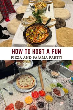 Photo of pizza party picnic and pizza making station Make Homemade Pizza, Party Pizza, Party Girls Night, Pizza Girls, Making Homemade Pizza, Pizza Night, Pizza Party, Pajama Party