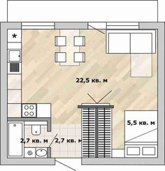 the floor plan for a small kitchen and living room