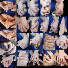 many different hands are shown together in this collage, including one with the fingers extended