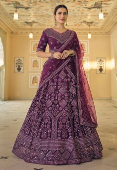 Buy Special Lehenga Party wedding wear dresses Purple soft net circular lehenga choli 9454 online in USA, UK and Canada from KollyBollyEthnics.com Net Dupatta Designs, Mirror Fabric, Latest Lehenga Designs, Stylish Mirror, Mirror Work Lehenga, Designer Bridal Lehenga Choli, Indian Lehenga Choli, Designer Bridal Lehenga, Lehenga Online