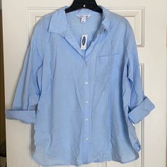 Baby Or Sky Blue, 3/4 Sleeve, Ivory Buttons Blue Tops With Roll-up Sleeves For Daywear, Light Wash Long Sleeve Tops For Daywear, Blue 3/4 Sleeve Blouse With Button Closure, Blue Long Sleeve Top With Roll-up Sleeves, Blue 3/4 Sleeve Tops For Daywear, Light Blue 3/4 Sleeve Casual Blouse, Casual Light Blue Blouse With 3/4 Sleeves, Blue Shirt With 3/4 Sleeve And Button Closure, Buffalo Plaid Flannel