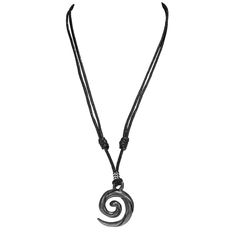 PRICES MAY VARY. Length: Approximately 18 Inches to 34 Inches. The necklace features an adjustable sliding knot, allowing you to customize the length to suit your desired style and preferences. Material: Black waxed cotton cord that is durable and feels soft against your skin. Pendant: 1 Inch Koru Sprial Wave (Old Silver Finish) Adjusting: Slide the slip knots on both sides of the pendant by gently moving them away from the pendant to make the necklace large enough to slide over your head. Then, Minimalist Pendant Necklace, Surfer Necklace Mens, Male Necklaces, Adjustable Cord Amulet Necklace For Meditation, Black Necklace With Adjustable Length On Waxed Cord, Adjustable Black Amulet Necklace, Black Metal Amulet Necklace, Black Cord Necklace Pendants, Wave Pendant