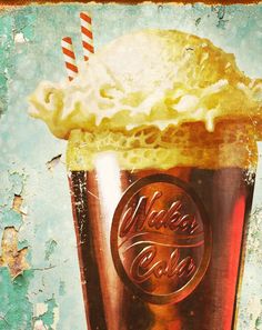 a painting of a cold drink with whipped cream on top