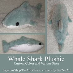 an image of a stuffed shark that is on the floor with other pictures and information about it