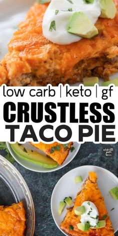 A crustless taco pie recipe that's keto, low carb, and gluten free when you're craving a Mexican inspired recipe for dinner. Taco Pie Keto, Crustless Taco Pie, Keto Taco Pie, Whole Lotta Yum, Recipe With Ground Beef, Taco Pie, Low Carb Tacos, Boiled Egg Diet Plan, Keto Taco