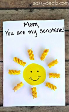 a handmade card with the words mom you are my sunshine on it and an image of