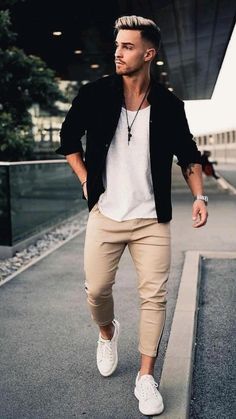 Nike Blazers Outfit, Dapper Outfit, Herren Style, Mens Summer Outfits, Trendy Mens Fashion, Men Fashion Casual Shirts