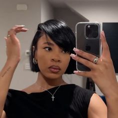 GLOBAL TRANSFORMATIONS | Now THIS is a bob! 👏🏾🔥 Still crushing on this luscious silk press and bob cut ⁠ @hairhabitssalon 🔥 @shes.it__ ‘s smile and nod at the end… | Instagram Black Women Hairstyles Bob, Asymmetric Bob Black Women, Relaxed Hair Bob Styles, Flowy Bob Black Women, Short Bob For Black Women Natural, Straight Bobs For Black Women, Bluntcut Bob Quick Weave, Straight Bob With Side Part, Short Bobs For Fine Hair Black Women