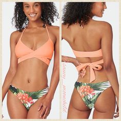 New With Tags Size Xs Cupshe Brand Neon Coral Orange And Reversible Island Print Bottom Make A Bold Statement In Our Peachy And Floral Halter Wrap Bikini. The Bikini Top Features A Halter Silhouette With Wrap Self Ties Allows You To Adjust It To Your Best Fit. Matching Bikini Bottom Has A Pretty Floral And Leafy Print. Product Code: Aea4007m Details: Halter Wrap Reversible Bottom Adjustable Straps Adjustable Bust Removable Pads Low Rise Regular Wash Fabric: 80%Chinlon, 20%Spandex Lining: 90%Poly Orange Tie-side Bottom Swimwear For Poolside, Orange Triangle Top Swimwear For Beach Season, Orange Halter Neck Swimwear For Sunbathing, Summer Orange Tie-side Bottom Swimwear, Orange Beachy Swimwear With Tie-side Bottom, Orange Tie-side Bottom Swimwear For Beach, Orange Tie-side Bottom Swimwear, Orange Tie-side Beachy Swimwear, Orange Triangle Top Swimwear For Vacation