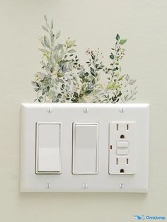 an electrical outlet with flowers painted on it