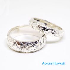 Hawaiian Ring - Hand Engraved Sterling Silver Barrel Ring (3mm-10mm wi – Aolani Hawaii Ceremonial Engraved Sterling Silver Ring, Ceremonial Sterling Silver Engraved Ring, Classic Sterling Silver Carved Rings, Carved White Gold Sterling Silver Jewelry, Classic Carved Sterling Silver Rings, Classic Sterling Silver Ring With Carved Details, Oval Sterling Silver Engraved Ring, Traditional Engraved Ring With Engraving Option, Adjustable Carved Sterling Silver Jewelry