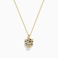 Effy Signature 14K Yellow Gold Black and White Diamond Panther Pendant Yellow Stone, Gold Yellow, Black Diamond, White Diamond, Gold Black, Panther, Gold Metal, Diamond Necklace, Gold Necklace