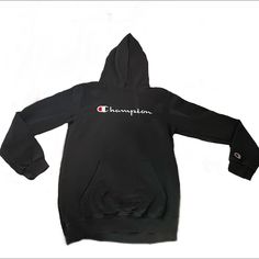 Youth Champion Hoodie Size Large Never Worn, No Flaws Embroidered Champion Logo Pit To Pit: 17.5” Black Champion Hoodie, Champion Logo, Champion Reverse Weave, Champion Hoodie, Embroidered Sweatshirts, Shirts & Tops, Puma Jacket, Black Hoodie, Hooded Sweatshirt