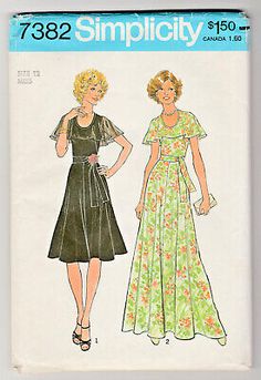 Simplicity 7382 Vintage 1976 Dress Sz 12 Sewing Pattern Retro Party Dress Uncut  | eBay Wrap Dress Sewing Patterns, Gown Sewing Pattern, Simplicity Patterns Dresses, Evening Gown Dresses, 1970s Dresses, Miss Dress, Simplicity Sewing, Fashion Sewing Pattern, Simplicity Sewing Patterns