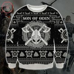 a sweater with an image of the witch and demon on it