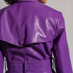 Perfect for transitioning between seasons, this Purple Leather Jacket effortlessly pairs with both casual and dressed-up outfits. Whether you're heading to a social event, a night out, or simply want to add a touch of edge to your everyday style, this jacket is a versatile and chic option.  Pair it with your favourite jeans for a chic and casual vibe or throw it over a dress to add an element of edge to your ensemble. Versatile and stylish, this jacket is a must-have for those who want to infuse