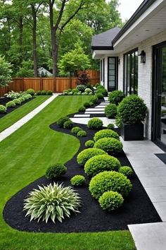 the front yard is clean and ready to be used as an outdoor space for landscaping