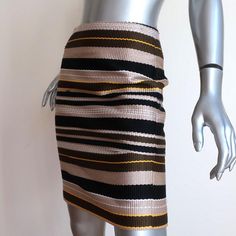 Pre-loved. Good condition. No major flaws, a few snags. Retails for $495! 67% Polyester, 24% Cotton, 9% Polyamide Elegant Multicolor Skirt For Workwear, Elegant Multicolor Skirt For Work, Elegant Multicolor Workwear Skirt, Luxury Fitted Striped Skirt, White Lace Tank Top, Melinda Maria, Huggie Earrings Gold, Jenni Kayne, Jennifer Fisher