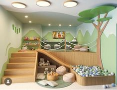 a child's playroom with toys and decor