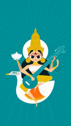 Hindu goddess saraswati ,mobile wallpapers,hinduism,hindu,sanatan,illustration Devi Illustrations, Maa Saraswati Painting, Saraswati Painting, Maa Saraswati, Ambe Maa, Painting Abstract Acrylic, God Pics, Goddess Saraswati