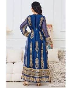 Get 10% off now! Buy luxury gold embroidered abaya muslim formal dress for party at cheap price online. Free stable shipping and pro custom service since 2009. Muslim Evening Dresses, Style Bleu, Sequins Embroidery, Elegant Party, Short Wedding Dress, Party Gowns, Mermaid Dresses, Muslim Women, Hem Dress