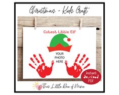 a christmas card with handprints on it and the text merry little santa hat