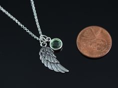 "This necklace is personalized so please let me know during checkout the two charms you want for this necklace, they can be two birthstones or two initials or one initial and one birthstone at check out. thank you! More Wings available: http://etsy.me/1nfDQXz . Back to the store .  https://www.davidflame.etsy.com  . Need more charms, 1inch extender chain, longer chain? Please follow this link: http://etsy.me/1lg9zUp . Description: . 925 Sterling Silver pendant.   21mm L  . 925 Sterling Silver Ch Sterling Silver Charm Necklace For Memorial, Customizable Sterling Silver May Birthstone Jewelry, Customizable Sterling Silver Birthstone Necklace For May, Sterling Silver Charm Necklace For May Birthstone, Birthstone Pendant Necklace For Memorials, Personalized Green Sterling Silver Charm Necklace, Personalized Green Sterling Silver Charm Necklaces, Sterling Silver Birthstone Necklace For Memorial, Personalized Pendant Charm Necklaces For May Birthstone