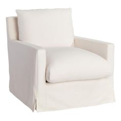 a white chair with measurements for the back and armrests, sitting against a white background