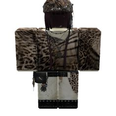 an animal skin costume with chains and a hat on it's head, standing in front of a white background