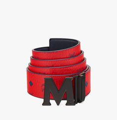 Mcm Belt, Candy Red, Mcm Bags, A Signature, Reversible Belt, Red Candy, Mcm Logo, Red One, Korea Fashion