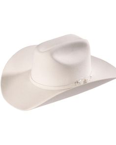 Classic White Hat Bands For Winter, White Western Hat For Formal Occasions, White Classic Rigid Hat Band, Classic White Rigid Hat Bands, White Western Formal Hat, Classic Felt Hat For Western-themed Events, Classic White Hat Bands For Rodeo, Classic White Hat Band For Rodeo, Classic White Felt Hat For Ranch