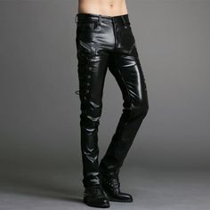 Leather Pants For Men, Wallpaper Leather, Leather Wallpaper, Leather Aesthetic, Motorcycle Classic, Leather Clothes, Leather Kilt, Mens Leather Clothing, Black Jogger Pants