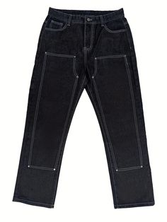 Multi Pocket Baggy Wide Leg Jeans For Men Y2k High Street Black Loose Casual Pants HipHop Men's Casual Fashion Workwear Pants Gender: MEN Wash: Light Decoration: Pockets Pattern Type: Solid Fit Type: LOOSE Length: Full Length Jeans Style: Wide Leg Pants Thickness: Midweight Waist Type: MID Material: Denim Model Number: OY-NZ111 update.24.01 Black Y2k Pants With Five Pockets, Black Y2k Style Bottoms With Five Pockets, Y2k Black Streetwear Bottoms, Black Straight Leg Y2k Pants, Y2k Streetwear Black Pants, Y2k Black Streetwear Pants, Y2k Black Pants For Streetwear, Y2k Black Straight Leg Pants, Hip Hop Style Black Pants With Five Pockets