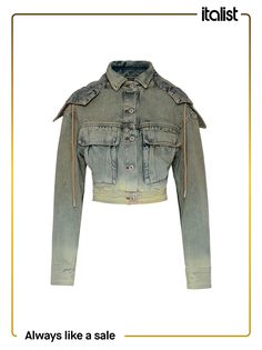 100% Cotton Chloe 2024, Italian Fashion Brands, Hooded Denim Jacket, Future Wardrobe, Chic Leather, White Coat, Washed Denim, Green Jacket