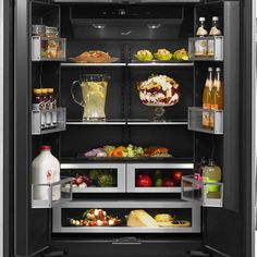 an open refrigerator filled with lots of food