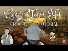 an image of a person wearing a knitted hat with the words greg's teapot hat crochet