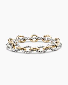 David Yurman | Oval Link Chain Bracelet in Sterling Silver with 18K Yellow Gold, 12mm David Yurman Bracelet, Silver Bracelets For Women, Gold Link Bracelet, Link Chain Bracelet, David Yurman Jewelry, Yellow Gold Jewelry, Elegant Bracelet, Yellow Gold Bracelet, Chains For Men